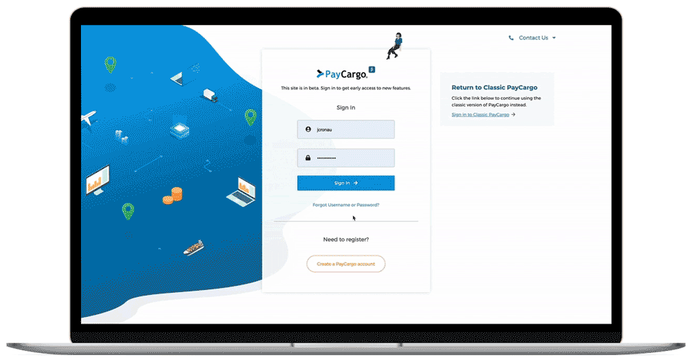 new paycargo interface